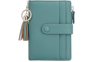 HKCLUF Geldbörse Damen Kleine, Geldbeutel Frauen Leder, RFID Portemonnaie Brieftasche Münzfach mit Quaste Damengeldbörsen Reißverschluss Viele Fächer(B06-Grasgrün)