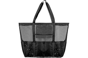 NymphFable Bolsa De Playa De Malla con 9 Bolsillos Bolsa De Juguete De Playa con Funda para TeléFono Bolsas De Playa Ligeras Y Plegables Bolso De Hombro De Gran Capacidad para Gimnasio