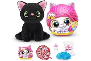 Pets Alive Smitten Kittens Surprise, Lucky, Nurture Play, Soft Toy Unboxing, Interactive, 10 Sons, Ultra Soft Plushies, Adopt Electronic Pet Kitten (Lucky)