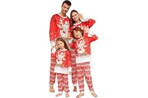 Solutra Weihnachtspyjama Familie Set Einteiliger Pyjama,Weihnachts Pyjama Familie Set Weihnachts Schlafanzug, Weihnachten Nachtwäsche Partner für Damen Herren Kinder