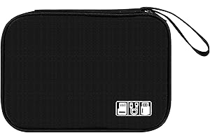 Tunejoy Bolsa de Cable de Viajes Estuche para Electrónicos Accesorios Portátil Bolsa Organizador Cables Impermeable para USB Disco Flash Cargador 24x16,5x1,8 cm Negro