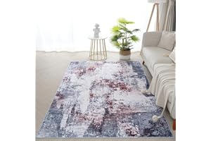 Xfrog Abstrakter Teppich, Moderner Waschbarer Teppich für Wohnzimmer, Kurzflor Teppich Wohnzimmer Modern Flächenteppich für Schlafzimmer, Kinderzimmer Rot-grau 80x150CM