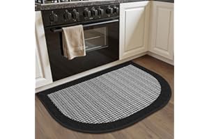 SIXHOME Alfombrillas de Cocina Antideslizantes Lavables Modernas absorbentes y Resistentes a Las Manchas 50 * 80cm Semi-Elliptical Negro