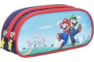 TOYBAGS Estuche Escolar Super Mario - Cierre de Cremallera - Interior Totalmente Forrado y Personalizado - 11 X 24 X 6 CM