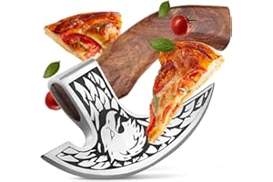 ECKWIN® Pizzaschneider | Wiegemesser für Pizza, Kräuter, & Co | Perfekte Männer Geschenke | Pizzamesser | Pizza Axt Wikinger | Pizza Zubehör für Männer (Snorre)