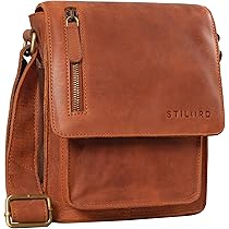 Borsa A Tracolla In Pelle STILORD 'Ryan' - Vintage, Per Uomo, Marrone - Foto 4