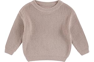 MAHUAOYIXI Baby Jungen Mädchen Herbst Pullover Einfarbige Strickpullover Langarm Rundhalsausschnitt Pullover Baby Jungen Mädchen Warm Winter Strickwaren Baby Pullover Tops