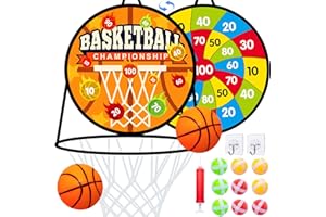 ONLYFUN 2 in 1 bersaglio per freccette per bambini, gioco delle freccette e giochi di pallacanestro, cestini da pallacanestro a doppia faccia e ripiegabile, regali per bambini dai 4 ai 10 anni