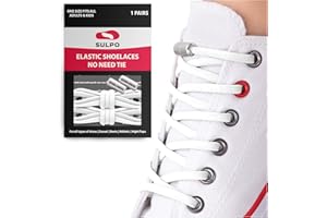 SULPO Okrągłe elastyczne sznurówki bez wiązania - Sznurowadła bez wiązania z metalowym zapięciem - Gumowe sznurówki do sneakersów, butów sportowych i casualowych - Dla dorosłych i dzieci