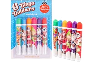 evelay 6 Christmas Bingo Dabbers Felt Markers Mixed Pens Ticket Dobbers Non Drip Job
