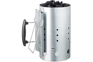 Relaxdays XL Chimney Chimney Steel Charcoal Lighter for BBQ, Fireplace, Grills, H x D: 30 x 19 cm, Grill Starter, Silver