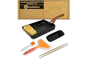 YumOmNom Tamagoyaki Pan - Pentole giapponesi antiaderenti per uova e padelle rettangolari - Accessori da cucina (senza coperchio)