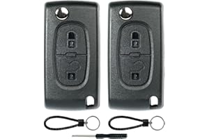SUPALAND Coque Clé 2 pièces Compatible pour Peugeot 207 307 308 407 408 3008 5008 Citroen C2 C3 C4 C5 C6 C8, TéLéCommande Coque Voiture-Lame HU83, rétractables 2 Boutons.