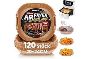 BALITTA 120 Stück Backpapier für Heißluftfritteuse,20CM Airfryer Backpapier Eckig Antihaft Wasserdicht Ölfest Einweg Luftfritteusenpapier Pergamentpapier Liner für Heißluftfritteuse Bratpfanne Ofen Mikrowelle