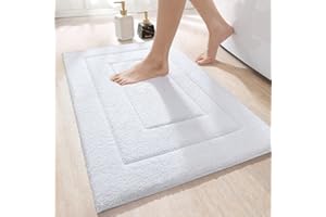 DEXI Antypoślizgowa mata do kąpieli, miękka mata łazienkowa z mikrofibry, wchłaniająca wodę, można prać w pralce, bardzo gruba mata prysznicowa do łazienki, 50 x 80 cm, biała
