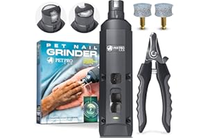 PETPROVED Lima Unghie Cani Elettrico Fresa Unghie Cani Tagliaunghie Lima Unghie Cane Silenziose Taglia Unghie Cani Taglia Grande Media Piccola con 2 Luci LED Taglia Unghie Cani Gatti