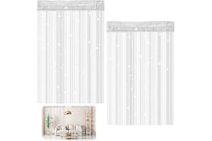 DAWRIS Set di 2 tende a fili, 100 x 200 cm, con brillantini, colore grigio argento, per porta del balcone, accorciabili, per matrimoni, caffetterie, ristoranti, porte, finestre