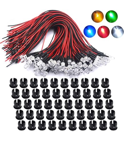 Lot De 10 LEDs Clignotantes 5mm + Résistances 12V - Blanc, Bleu, Rouge, Vert Pour DIY