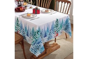 KAMEUN Manteles Navideños 150 x 180 cm Antimanchasmantel Navidad Rectangular Impermeable Antel Navidad Grande para decoración de Mesa navideña