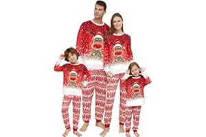 DOUUCO Weihnachts Familie Pyjama Set, Passendes Weihnachten Schlafanzug Paar Set, Weihnachts Langärmelige Hose Christmas Nachtwäsche Winter Geteilter Home Set Für Damen Herren Kinder