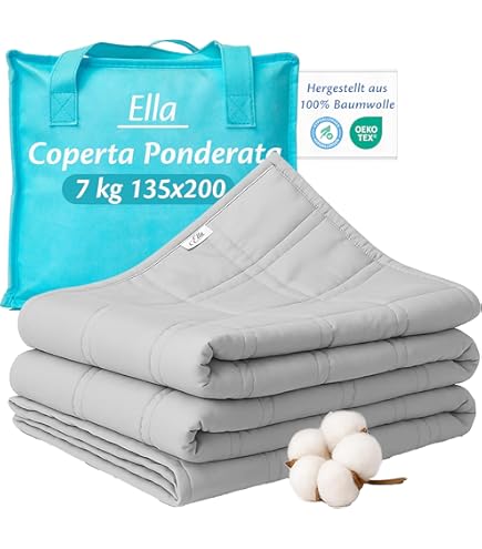 Blumtal Coperta pesata 135x200 cm - Coperta relax con materiale esterno in 100% cotone - Coperta pesata 6kg - Coperta terapeutica 135x200 con imbottitura in perle di vetro/Coperta per adulti