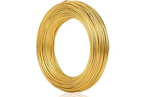 Tenbrachian Basteldraht 1mm x 60m, Draht Zum Basteln, Aluminium Schmuckdraht, Aluminiumdraht Basteldraht Golddraht zum Basteln, Weicher Bindedraht für DIY Skulpturen Schmuckherstellung(Gold)