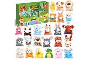 ANIEPAA Calendrier de l'Avent 2024,24 Styles Différents de Jouets Animaux en Peluche,Cadeau Noel Pour les Calendrier de l'Avent Fille et les Garçons,Compte à Rebours de Noël, Jouets Pour Enfants en Bas âge