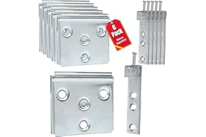 ANTEGE Herraje Cabecero, Soporte Oculto para Colgar Cabecero de Cama, Colgar Muebles Cocina Pared, Anclaje Mueble Pared, Colgadores Cuadros, Anclajes Madera, Pack de 6 Unidades en Hierro Zincado