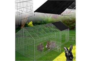 tectake® Freilaufgehege Kaninchen, Hasenstall draußen, Meerschweinchen Käfig, Laufgitter mit Sonnenschutz, Hasenkäfig, Steckzaun, Kleintierkäfig, Meerschweinchen Gehege, 180 x 75 x 75 cm - schwarz