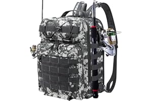 Sockywin Fishing Backpack 37L Fishing Tackle Bag with Rod Holders, Waterproof Fishing Bag Backpack Multifunctional Outdoor Sling Fishing Gear Bag Breathable Storage Tackle Bag for Fishing Hiking