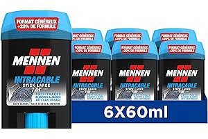 MENNEN - INTRAÇABLE Deodorant Homme 72H - Stick Large - Sans Alcool - Sans Parfum - 50ml ( lot de 6 )