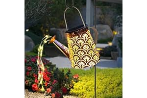 LQWELL® Arrosoir Solaire avec Lampe Guirlande Lumineuse Cascade pour Jardin Extérieur, Lampe de Jardin Lanterne Solaire Vintage pour Cour, Pelouse, Allées, Patio, Décoration de Cour