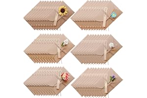 Yayatty 60 PCS Tarjeta de Felicitación Papel Kraft Sobres, Papel Kraft Retro Hecho a Mano, 10,5 x 7,1 CM Flores Secadas Postal Decorada para Navidad, Cumpleaños, San Valentín, Día de La Madre