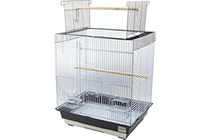 SMELL & SMILE Jaula para pájaros con comederos Jaulas pájaros con Polo soporte46.5X36X70CM (SOY0145 Color Aleatorio)