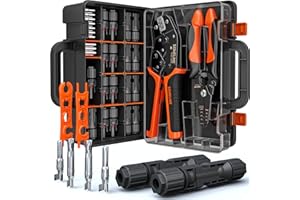SOMELINE Solar Crimping Tool Kit – Crimping Pliers for 2.5/4/6 mm² (14/12/10 AWG) PV Cables – Includes 12 Pairs of Solar Connectors, Spanners and Wire Stripper – Solar Panel Connectors Kit