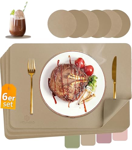 fanquare Gold Foil Placemats Rectangular Placemats for Table