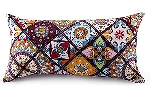 ATsense zestaw 2 poszewek na poduszkę 40 x 60 cm, 100% bawełna, kolorowe, z zamkiem błyskawicznym, supermiękkie i hipoalergiczne, superwygodne (boho, wzór paisley)