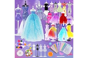 PATEMZON Fashion Designer Kit, Kit di Design di Moda per Ragazze, Kits Moda da Cucito Fai da Te, Artigianato Creativi con 4 Manichini e Stoffe, Regalo Creativo Compleanno per Bambina 6+ Anni