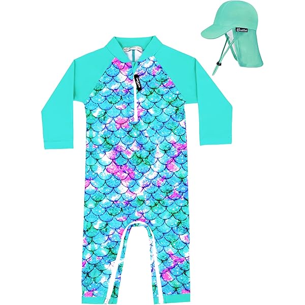 Happy Cherry - Eendelig badpak voor babymeisjes, badmode, zwemmen, lange mouwen, zomer, peuters, badkleding met hoed, zwempak met ritssluiting, zwempakken voor strand, surfen, 0-24 maanden, zwart, 3-6