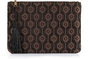 Otto Angelino Pochette di Design da Donna in tessuto con Nappina sulla Zip - Perfetta per organizzare la borsa, per trucchi, chiavi, specchietto e carte di credito, come pochette per la sera
