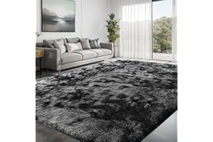 LNZHAO Living Room Rugs 120x180cm - Extra Large Shaggy Soft Fluffy Rug Area Carpet, Modern Tie-dye Carpet - Washable Rugs for Home Decor, Bedroom, Dorm, Kids Room Lounge Office, Dark Grey