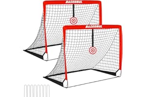 BASEGOAL Cage de Foot, Set de 2 But de Foot Enfant Exterieur, Goal de Foot Enfant avec Cible Suspendue, But de Foot Exterieur pour Enfant Jardin Entrainement Football Cadeau - 120x90x90CM