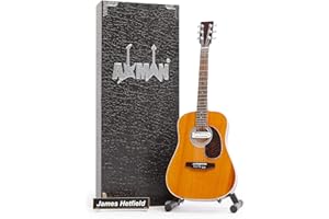 Axman James Hetfield (Metallica) Miniatur-Gitarren-Nachbildung – Musik-Geschenke – Handgefertigtes Ornament 1/4 Maßstab – inklusive Displaybox, Namensschild und Miniatur-Gitarrenständer