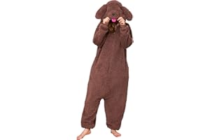 Loiahoer Peludo Disfraz de Perro Caniche Pijama, Perro Disfraces de Carnaval y Halloween,Sherpa Teddy Dog Pijama de Cachorro Novedosos Mujer Hombres