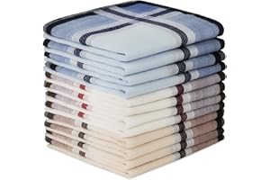 AYBUY Homme Mouchoir Carré, 12 Pièces Mouchoirs Hommes Coton Ensemble de Pochettes Classiques, Cadeau pour Hommes 40x40cm