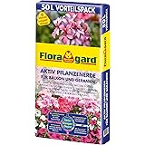 Floragard Aktiv Pflanzenerde für Balkon und Geranien 50 Liter - mit 6 Monate Langzeitdünger