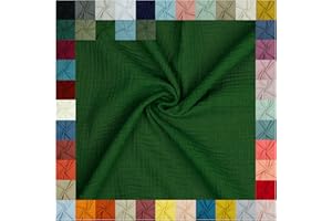 VmG-Store Double Gauze Musselin Stoff Tex + GOTS zertifiziert Uni Meterware über 40 Farben 100% Baumwolle (042 I Dunkel Grün, 100 x 135cm)