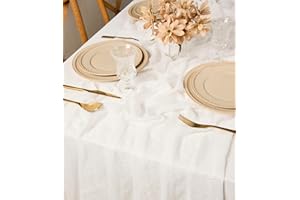 Vitalizart Off White Table Runner 35.4"x120"(90*305 cm), Cheesecloth 10FT Long Rustic Gauze Fabric Table Runner Boho for Wedding, Festive Decorations, Large Parties, Arch Draping and Birthday