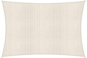 Lumaland Sunsail rectangulaire 3 x 4 mètres | Protection Solaire résistante aux intempéries avec Cordes de Fixation | Terrasse, Jardin et Balcon, Toile à Voile HDPE, Protection UV [crème]
