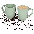 Eha Set of 2 Earth-Friendly Classic Coffee Mug | 300 ml | Made with Rice Husk & Bamboo Fibers | Microwave Safe | for Hot & Cold Coffee, Milk & Tea Cup | Matte Finish Mugs | Celeste